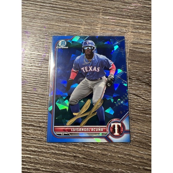 Luisangel Acuna 2022 Bowman Chrome Sapphire Auto #BCP-72 - Gold On Card Auto - Picture 1 of 2